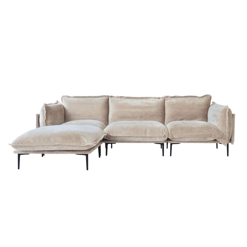 111.02" L-shaped Velvet Sectional Sofa Modern Modular Sofa Deep Seat Upholstered Cloud Couch