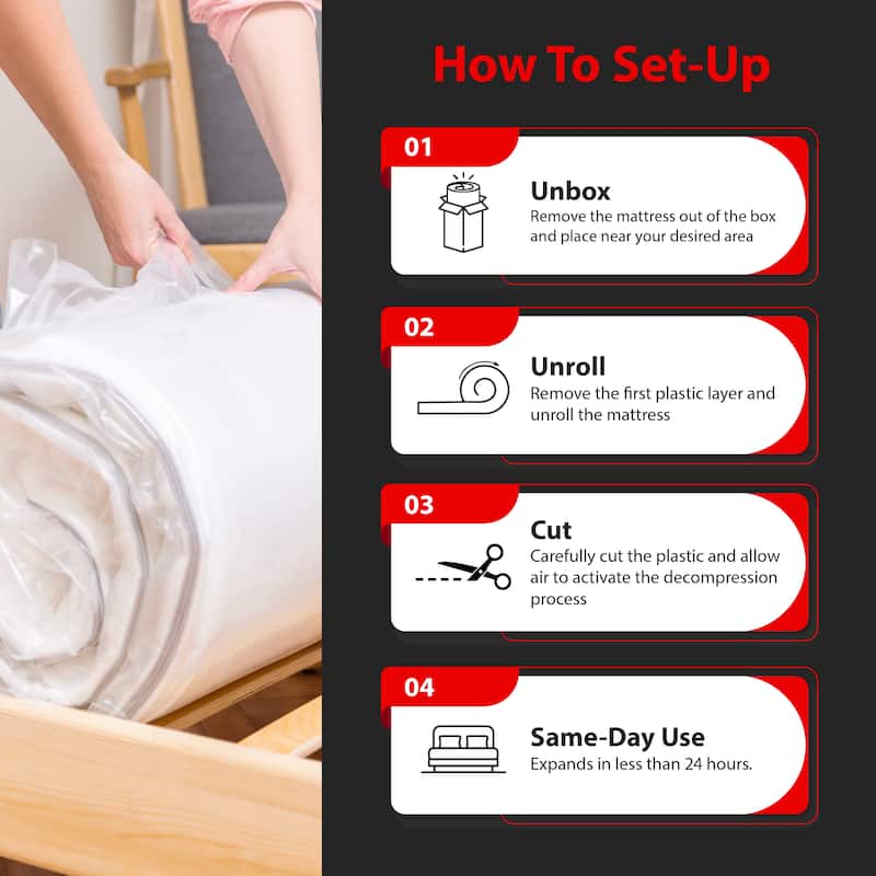 O-Sleep 6" Gel Memory Foam Mattress in a Box with CertiPUR-US and OEKO-TEX