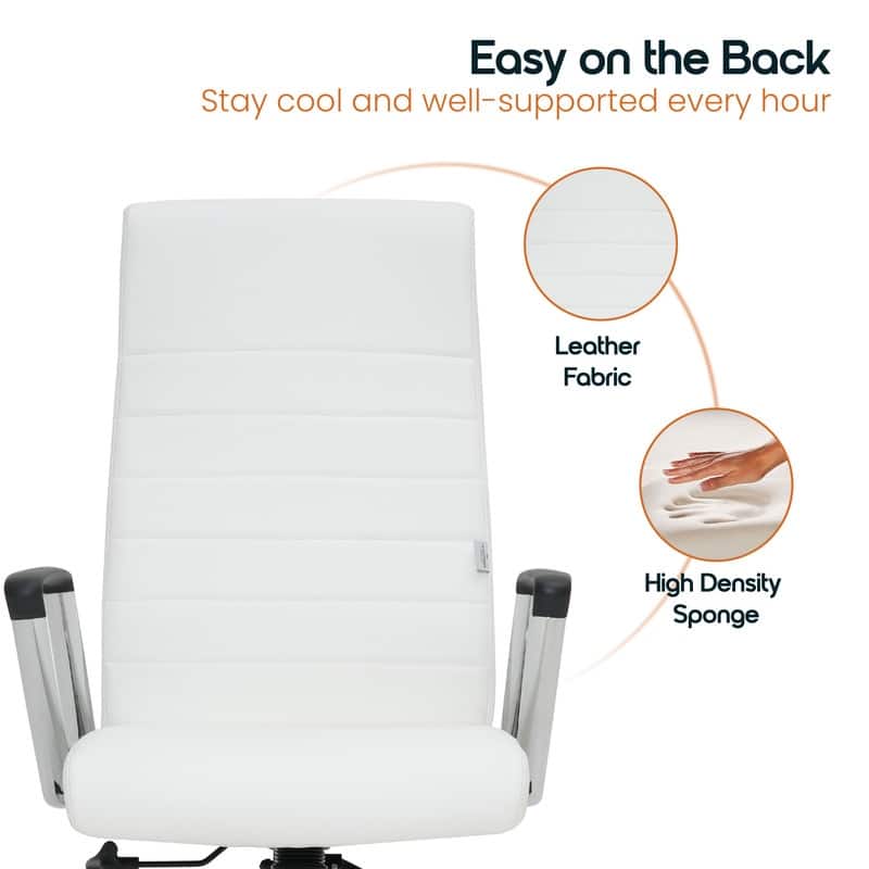 Hilton Modern High Back Ergonomic Leather Office Chair with Adjustable Height, Swivel, and Tilt for Conference or Executive Desk