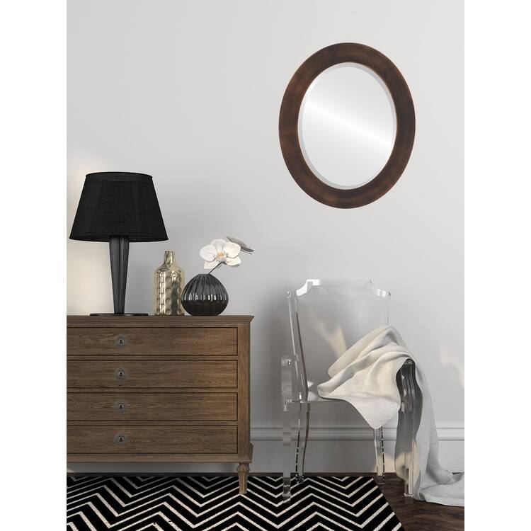 Cafe Framed Oval Mirror in Rubbed Bronze - Antique Bronze
