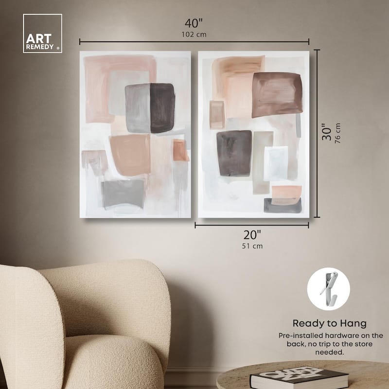 Soft Shapes Set Canvas Set of 2 by Art Remedy, Gallery Wrapped