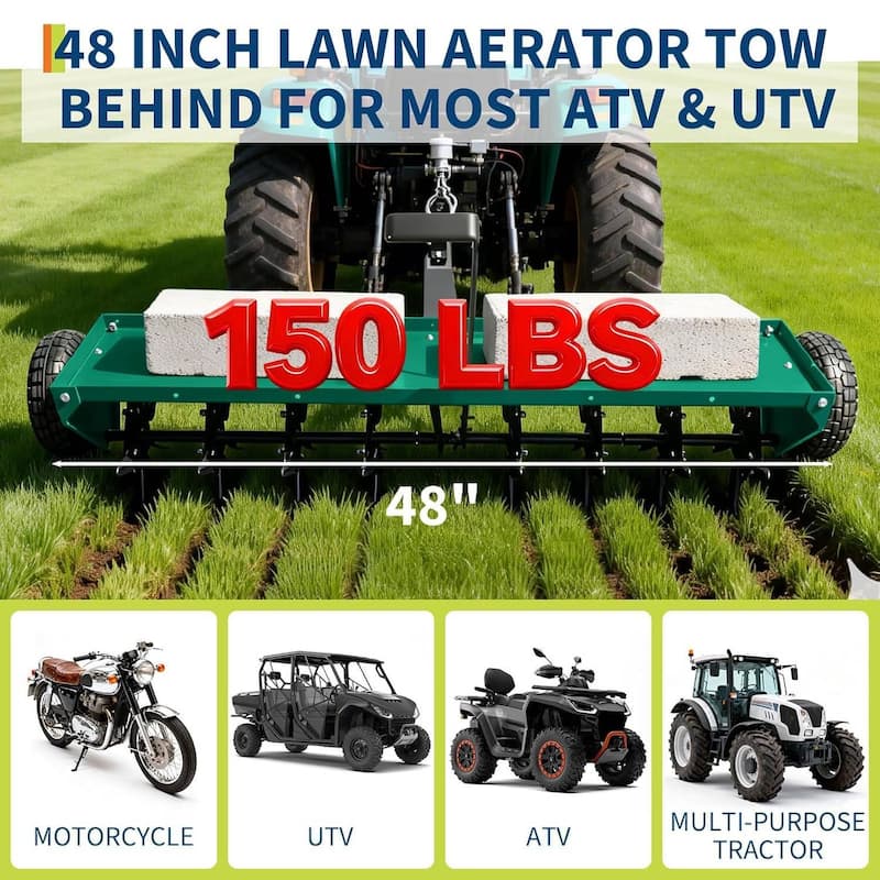 48 in Tow Behind Core Aerator, Pull Behind Plug Aerator for Grass Yard Clay Soil