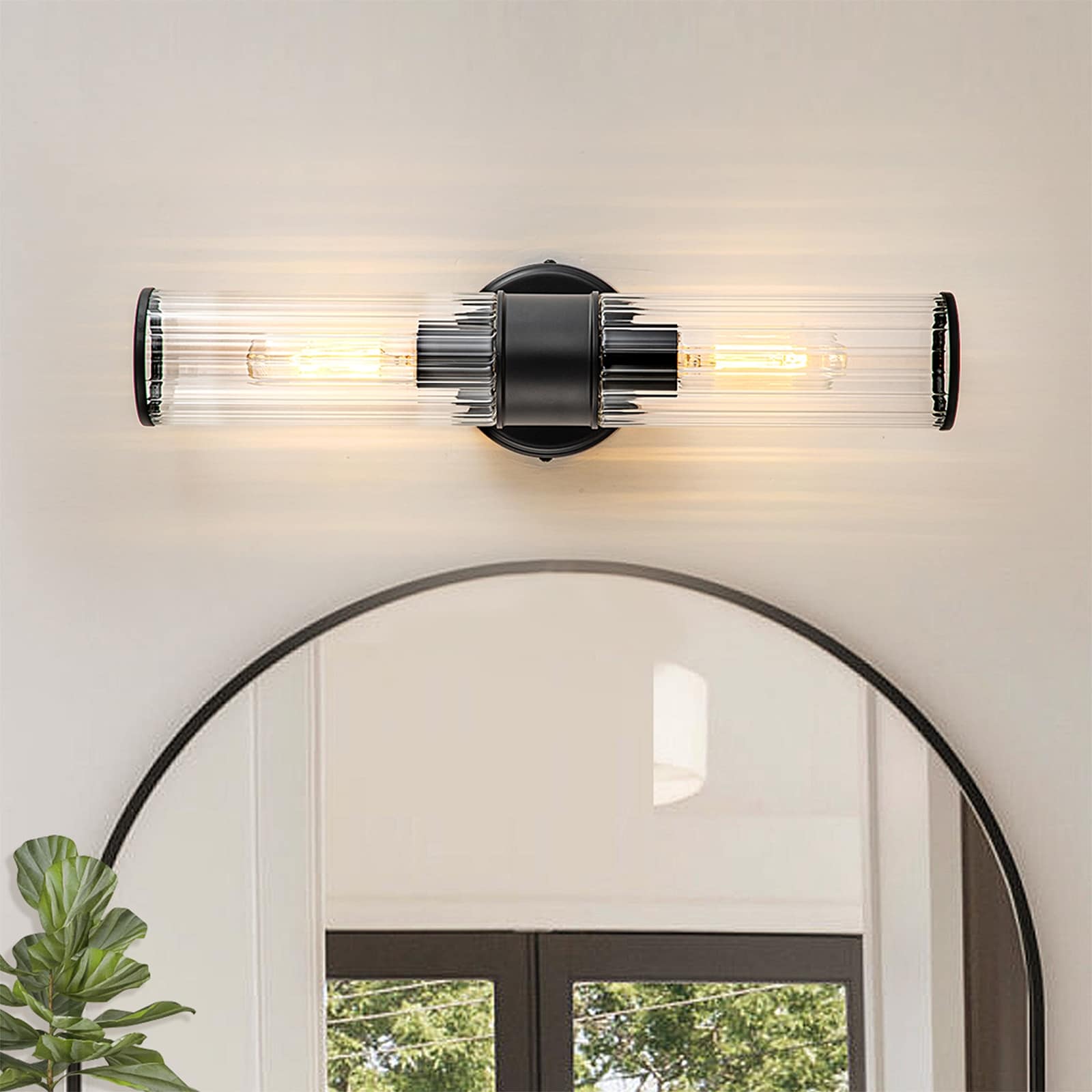 LNC 3-Light Black Vanity Light , Bathroom Light Fixture, Wall