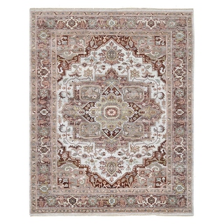 Shahbanu Rugs Mixed Burgundy Heriz Heritage Design Geometric Medallion ...
