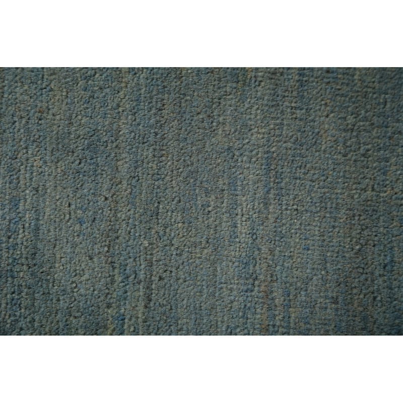 Light Blue Gabbeh Modern Rug Hand-Knotted Wool Carpet - 4'0" x 5'10"