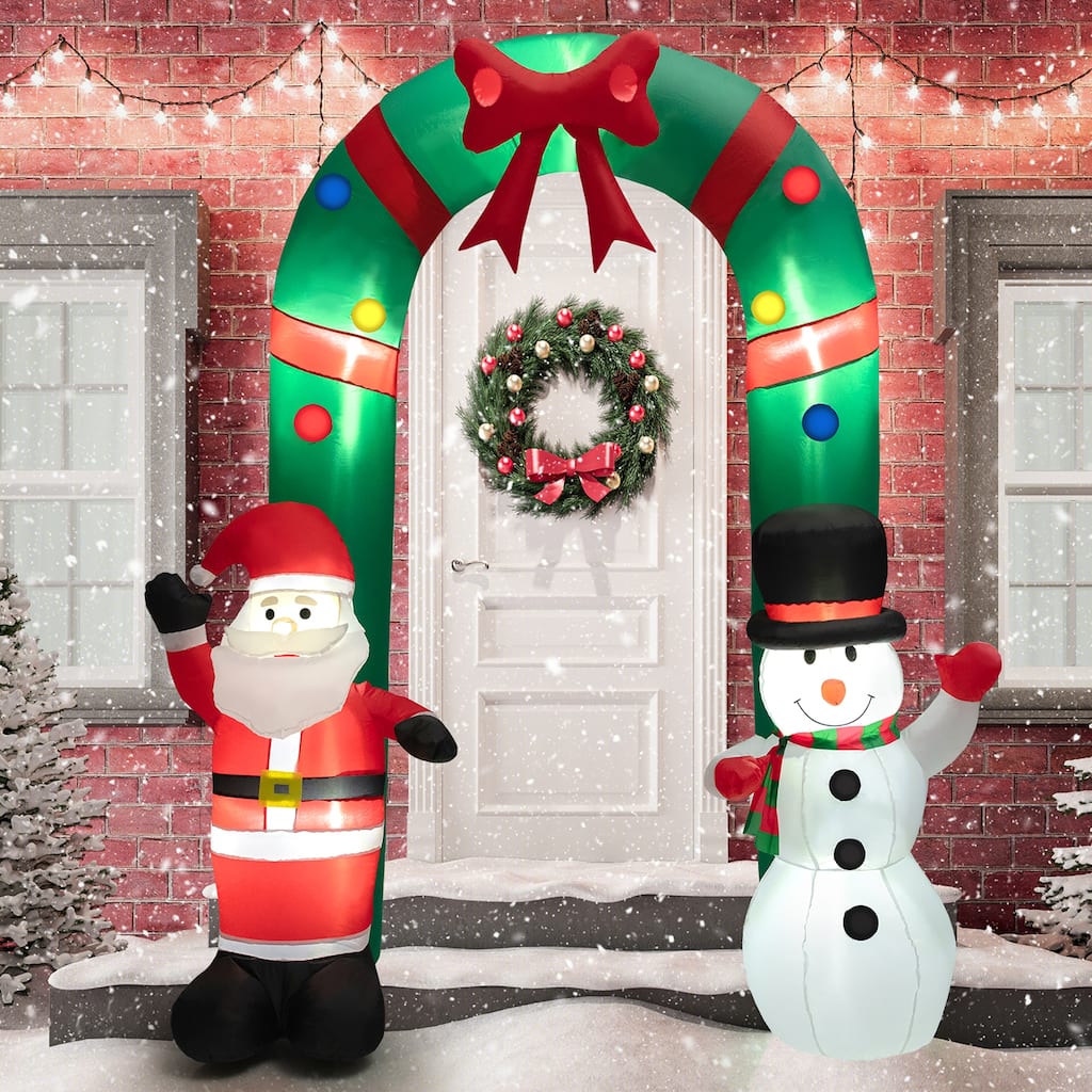 Gymax 8FT Tall Inflatable Archway Christmas Welcoming Decor w/ Bright - See Details