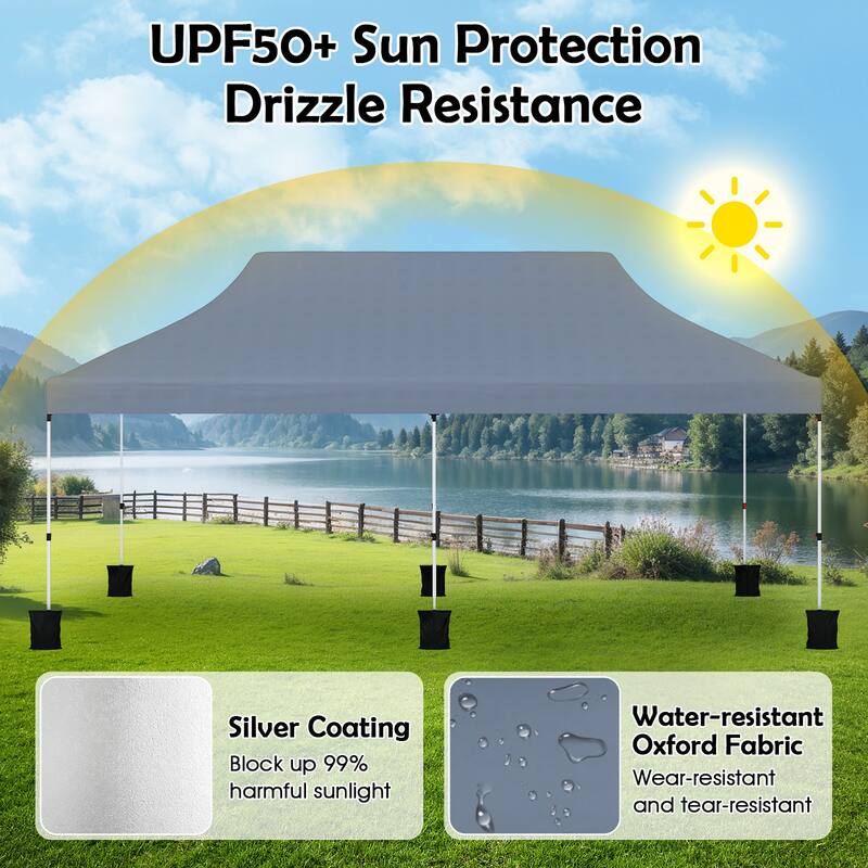 Gymax 10 x 20FT Pop-up Canopy Tent Folding Instant Sun Shelter w/ 3