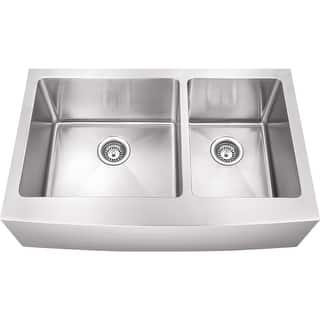 Hardware Resources 35-7/8" Farmhouse Double Basin Stainless Steel