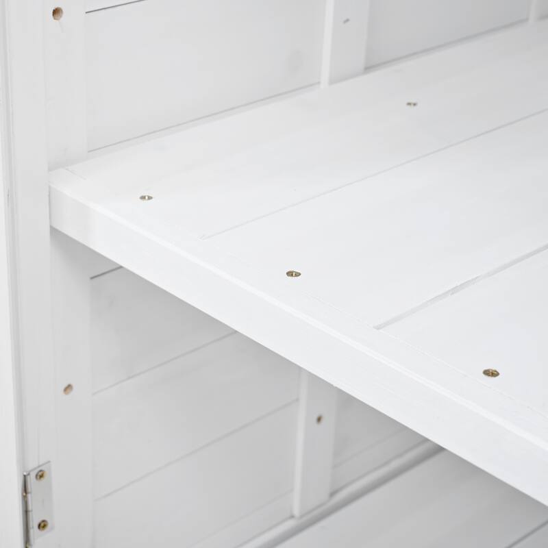 Roomfitters 65.7" Tall Garden Potting Bench Table with Hutch, 3 Shelves, 6 Drawers, 2 Cabinets and Side Hooks