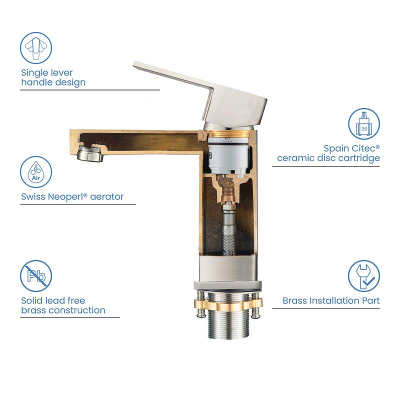 Cubic Single Handle Bathroom Vanity Sink Faucet