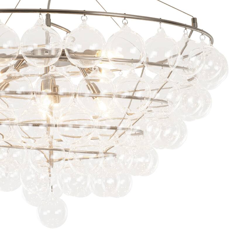 Luxury Sculptural Cluster Glass Globe Bubble Round Cage Chandelier