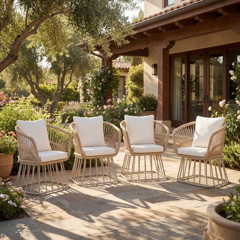 Christopher Knight Home - Outdoor Wicker Dining Chair with Steel Frame & Cushion (Set of 1/2/4/6)