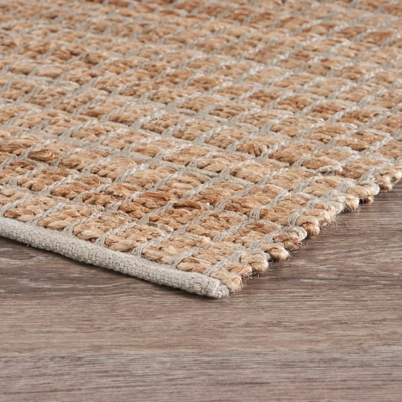 Sevita Organic Jute Grid Area Rug, Natural and Gray - 5' x 7'9"