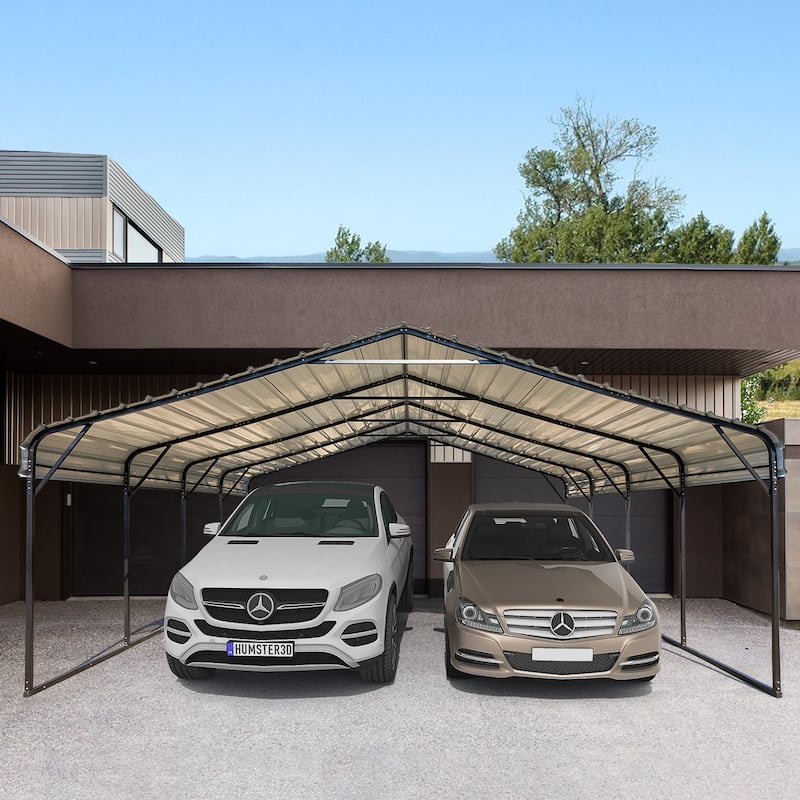 Heavy-Duty Metal Carport with Upgraded Galvanized Steel Roof – Ideal Shelter for Cars, Boats, and Tractors