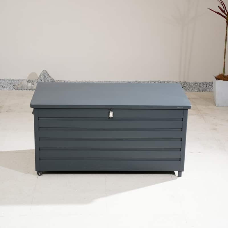 Modern Outdoor Aluminum Storage Box with Wheels and Waterproof Liner - Small