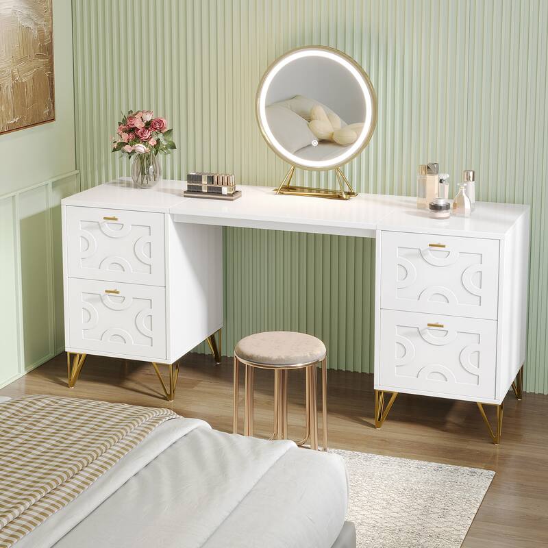 59-Inch Makeup Vanity Desk with 4 Drawers, Modern Beauty Table