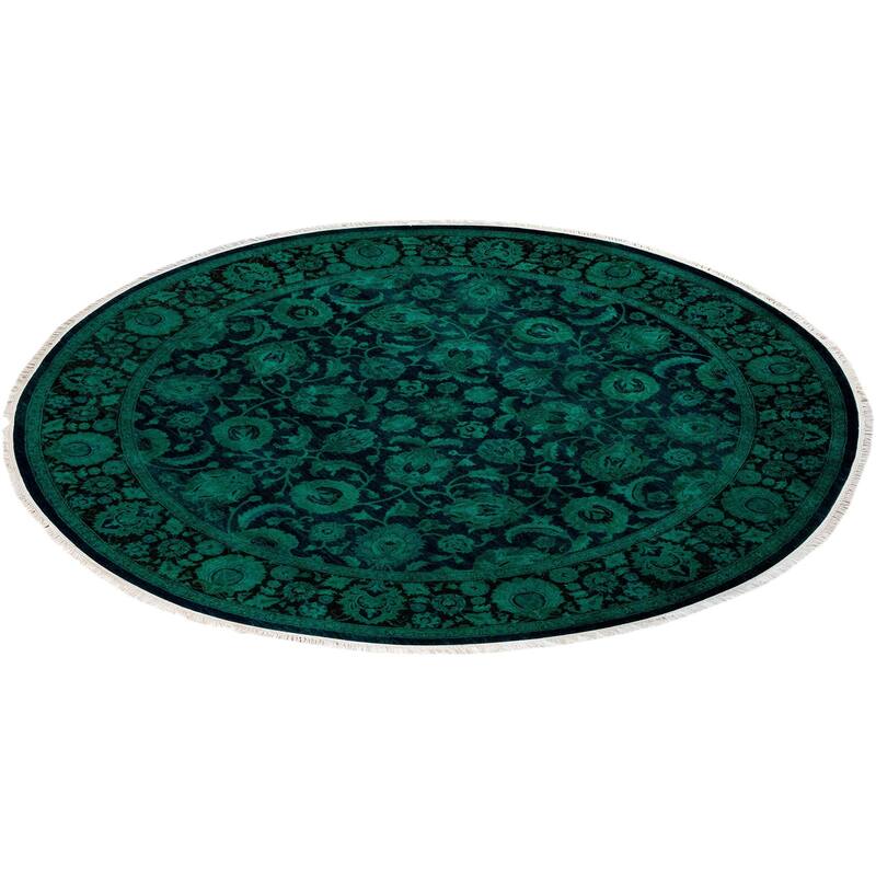 Fine Vibrance, One-of-a-Kind Hand-Knotted Area Rug - Green, 6' 1" x 6' 1" - 6' 1" x 6' 1"