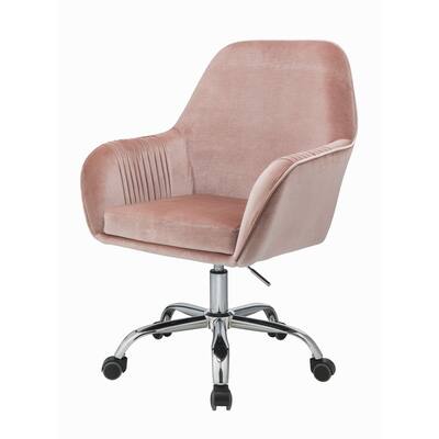 Swivel & Adjustable Elegant Style Velvet Office Chair with Chrome Base and Caster Wheels