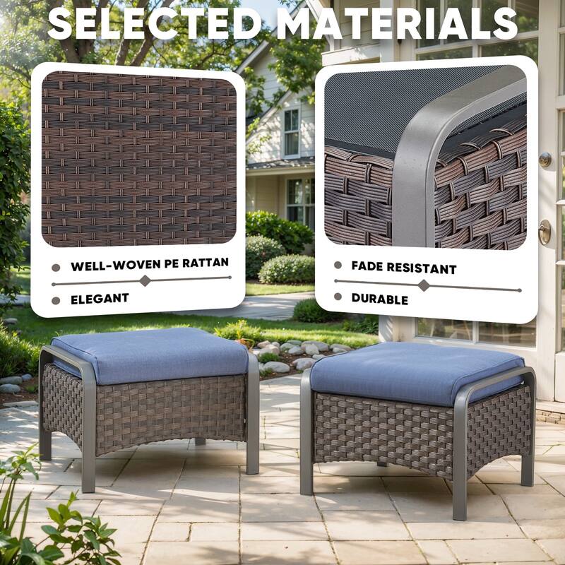 6 Pieces Patio Sofa with Fire Pit Table, Swivel Chair Ottoman