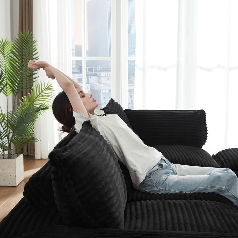 109.4" L-Shaped Cloud Sectional Sofa with Ottoman, No Assembly Required