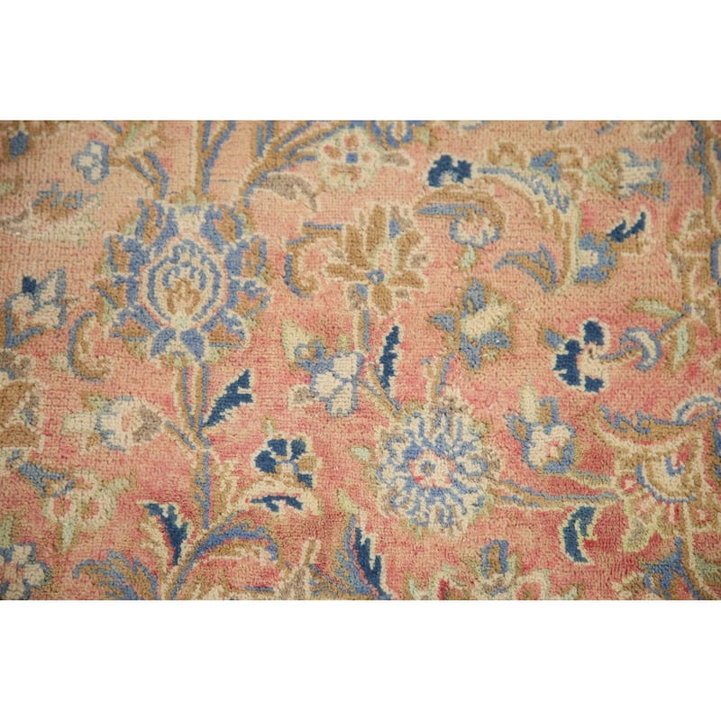 Hand Knotted Oriental 100% Wool Carpet Traditional Floral Coral Mashad Area Rug - 12' 5'' X 9' 3''