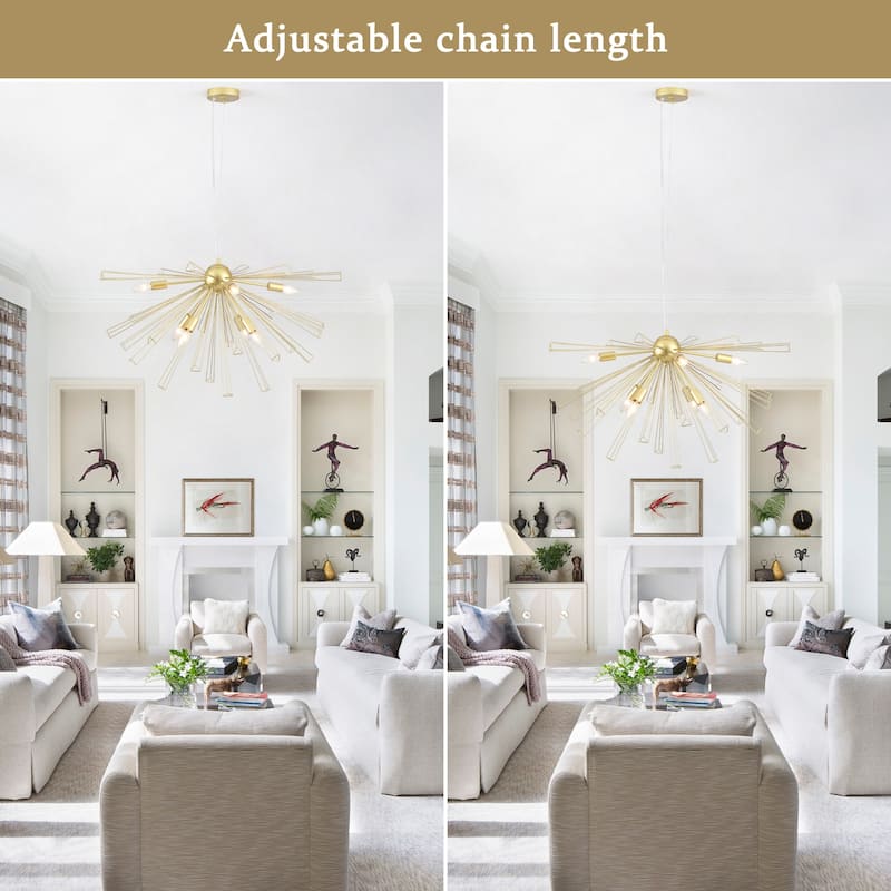 8-Light 33.46"W Metal Dimmable Pendant Lights for Kitchen Living Room