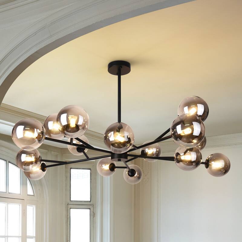 Modern Large Bubble Sputnik Chandelier in Black or Gold for Dining Room - Black Smoked Glass - Black