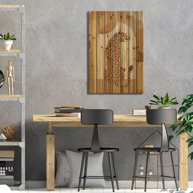 Abstract Mustard Cheetah I Print On Wood by Helo Moraes - Multi-Color