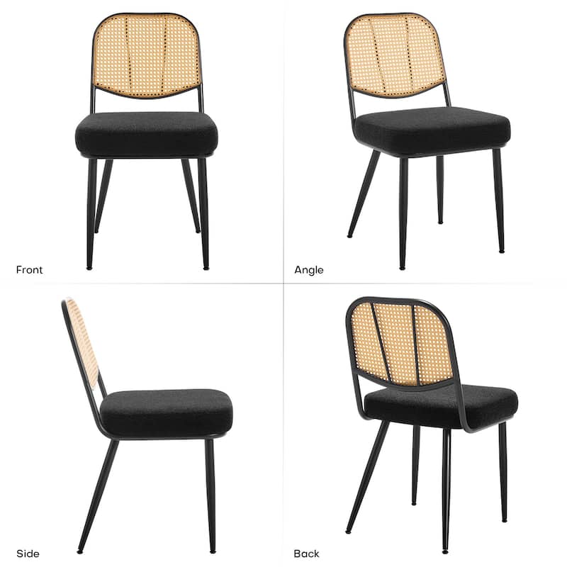 Upholstered Rattan Dining Chairs Set of 2 Side Chair - 33.86"H x 18.9"W x 22.83"D