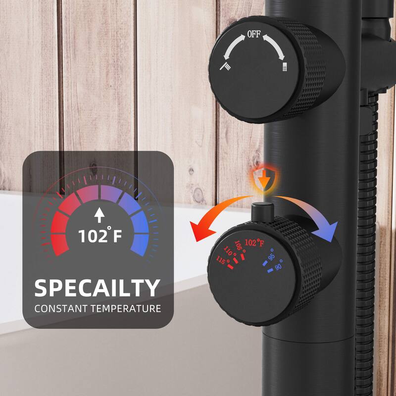 Modland Luxury Floor-Mounted Thermostatic Bathtub Faucet Freestanding with Hand Shower