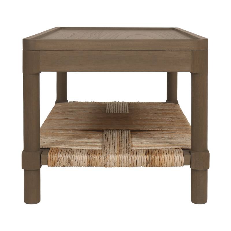 Asher Wood Tray Top Coffee Table with Rush Shelf by East at Main
