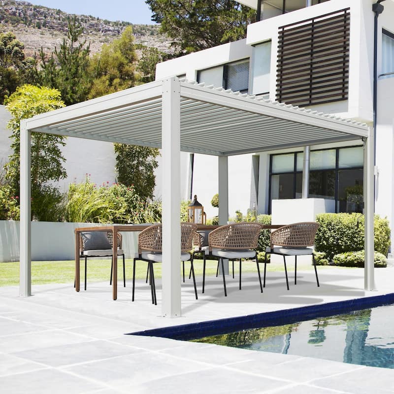 10 x 10 ft Aluminum Louvered Pergola with Adjustable Roof