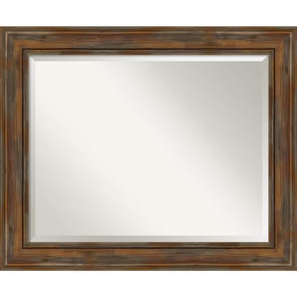 slide 2 of 27, Beveled Wood Wall Mirror - Alexandria Rustic Brown Frame