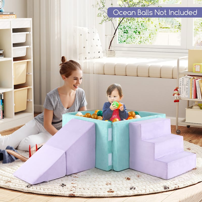Gymax 3-in-1 Foam Climbing Blocks for Toddlers w/ Ball Pit for