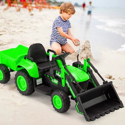EROMMY Remote-Controlled Electric Ride-On Excavator with Horn, Lights, Music Player, and Safety Belt