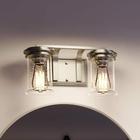 Luxury French Country Bath Vanity Light, 7.25"H x 14.25"W, with English Country Style, Brushed Nickel, by Urban Ambiance