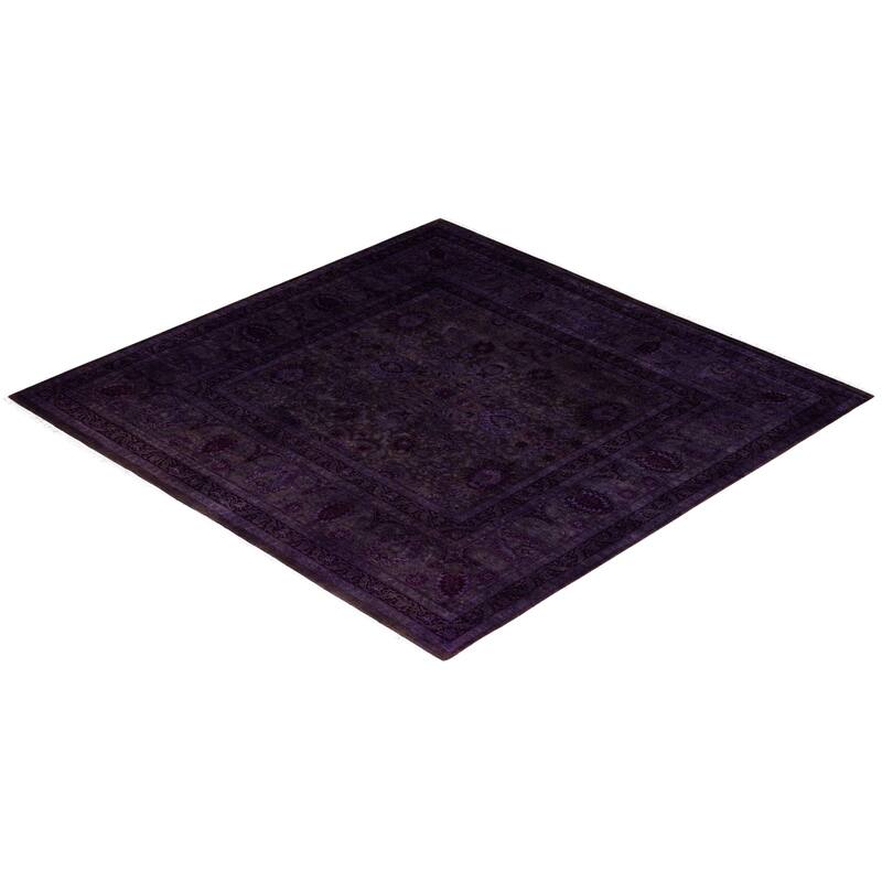 Overdyed One-of-a-Kind Hand-Knotted Square Area Rug - Purple - 6' 0" x 6' 1"