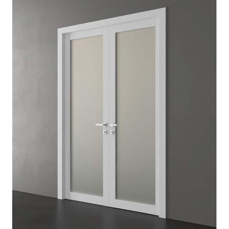 French Double Frosted Glass Doors/ Planum 2102 White Silk