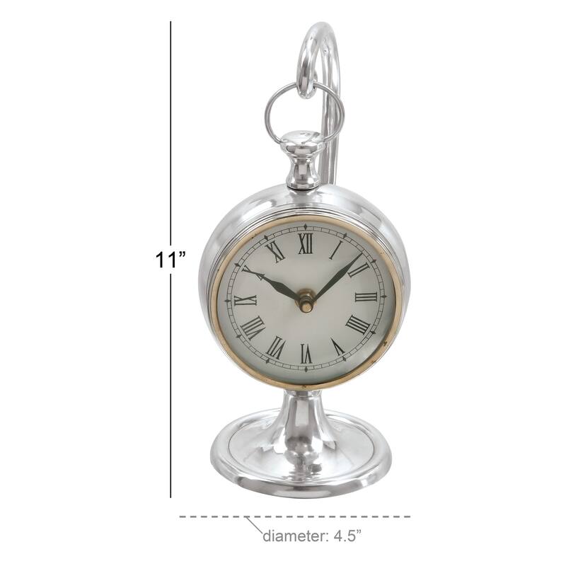 Aluminum Metal Pendulum Clock - Silver - Roche River Decor - 5"W x 5"L x 11"H