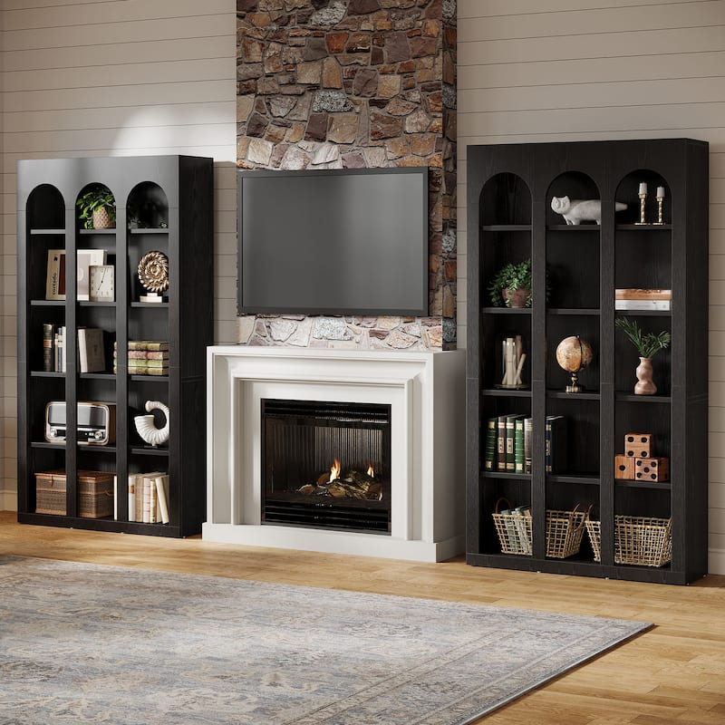 5-Tier Arched Bookshelf, 70.87-Inch Tall Bookcase for Home Office, Living Room - 39.37" W x 11.81" D x 70.87" H