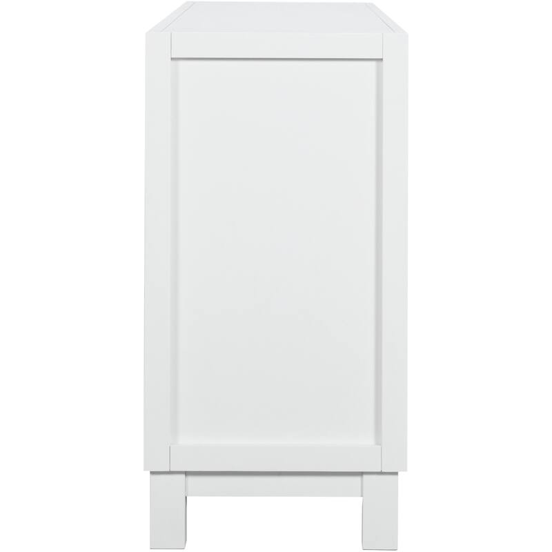 Large Storage Space Sideboard, 4 Door Buffet Cabinet with Pull Ring Handles