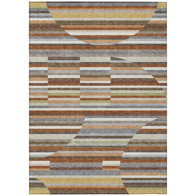Machine Washable Indoor/ Outdoor Modern Cokedale Chantille Rug