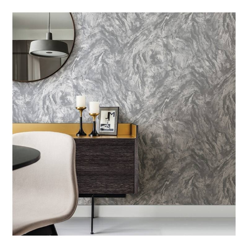 Brewster Titania Pewter Marble Texture Wallpaper - 27.5 x 396 x 0.025