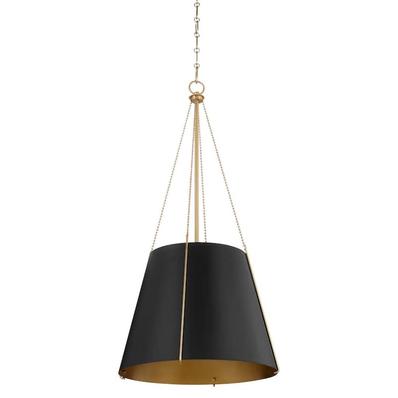 Quorum International 862-3 Denise 3 Light 18" Wide Pendant - Matte Black / Aged Brass