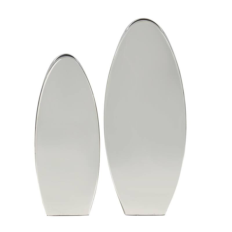 Stainless Steel Metal Decorative Vase with a Sleek Mirror Finish - Set of 2 Silver - Roche River Decor