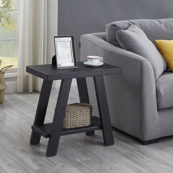slide 2 of 22, Roundhill Furniture Athens Contemporary Wood Shelf Side Table Black - Wood