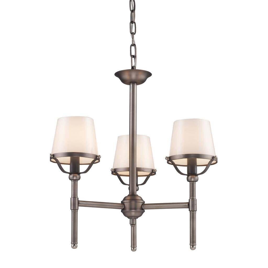 Sutton Place 19-inch Wide 3-Light Chandelier in Pewter