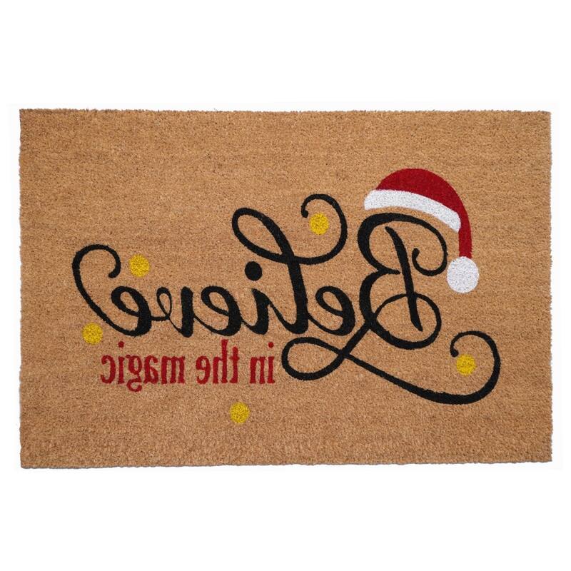HomeRoots 17" X 29" Brown Black And Red Christmas Believe Outdoor Coir Door Mat - 17.00' X '29.00