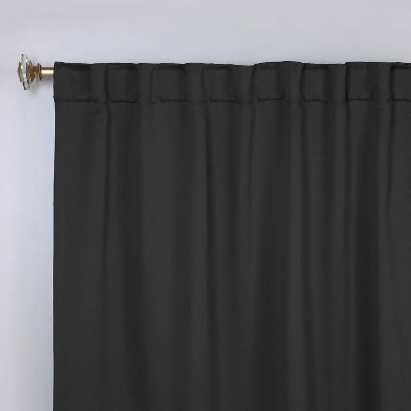 Superior Solid Machine Washable Room Darkening Curtains with Back Tabs, Set of 2