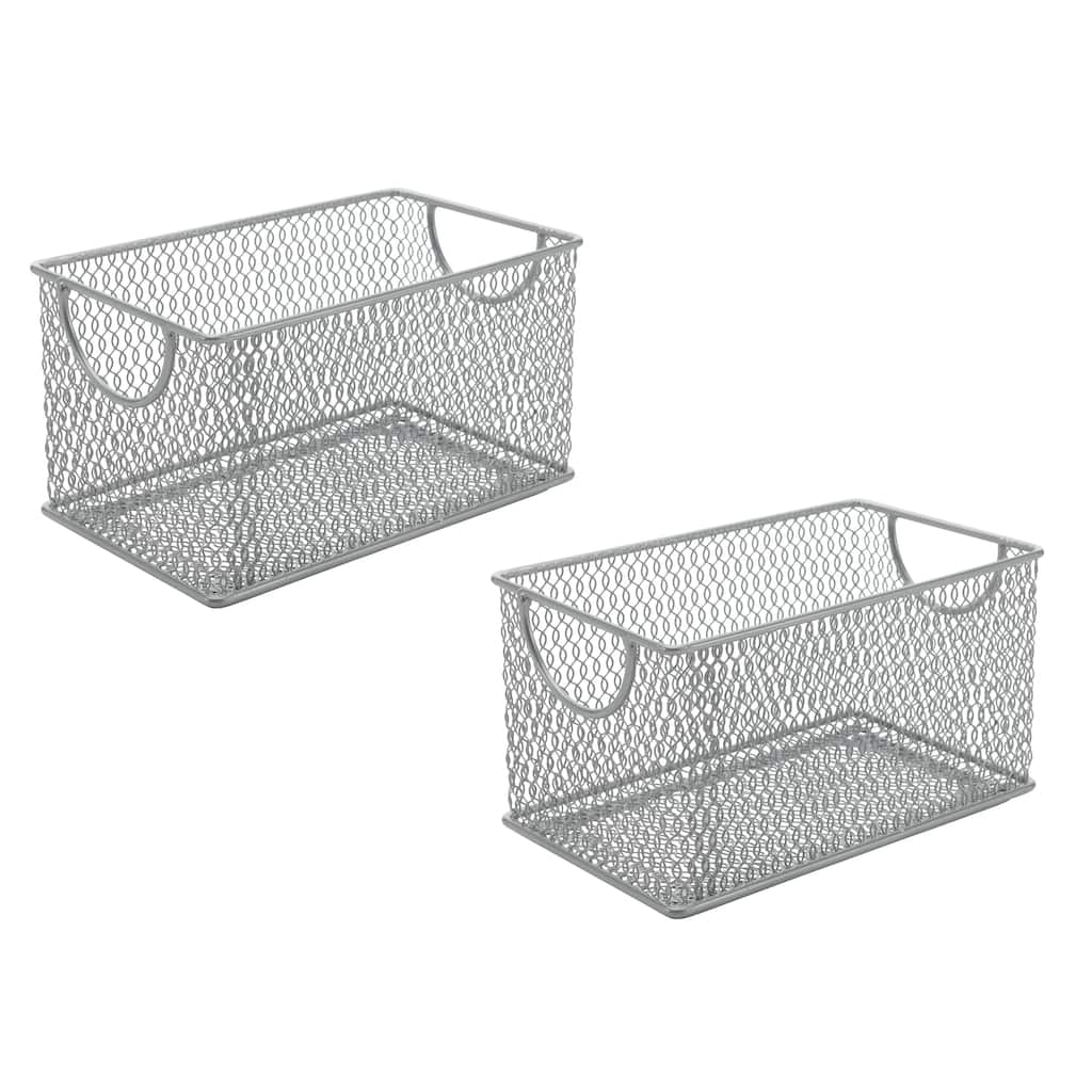 Household Wire Mesh Open Bin Shelf Storage Basket Organizer